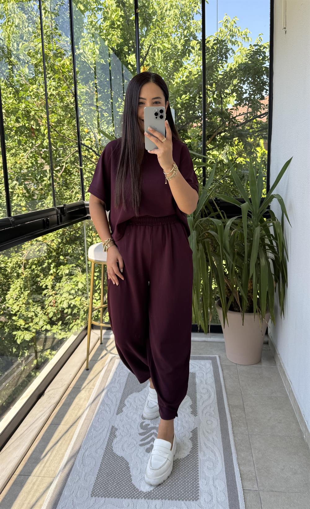 Tişört Pantolon Takım Bordo