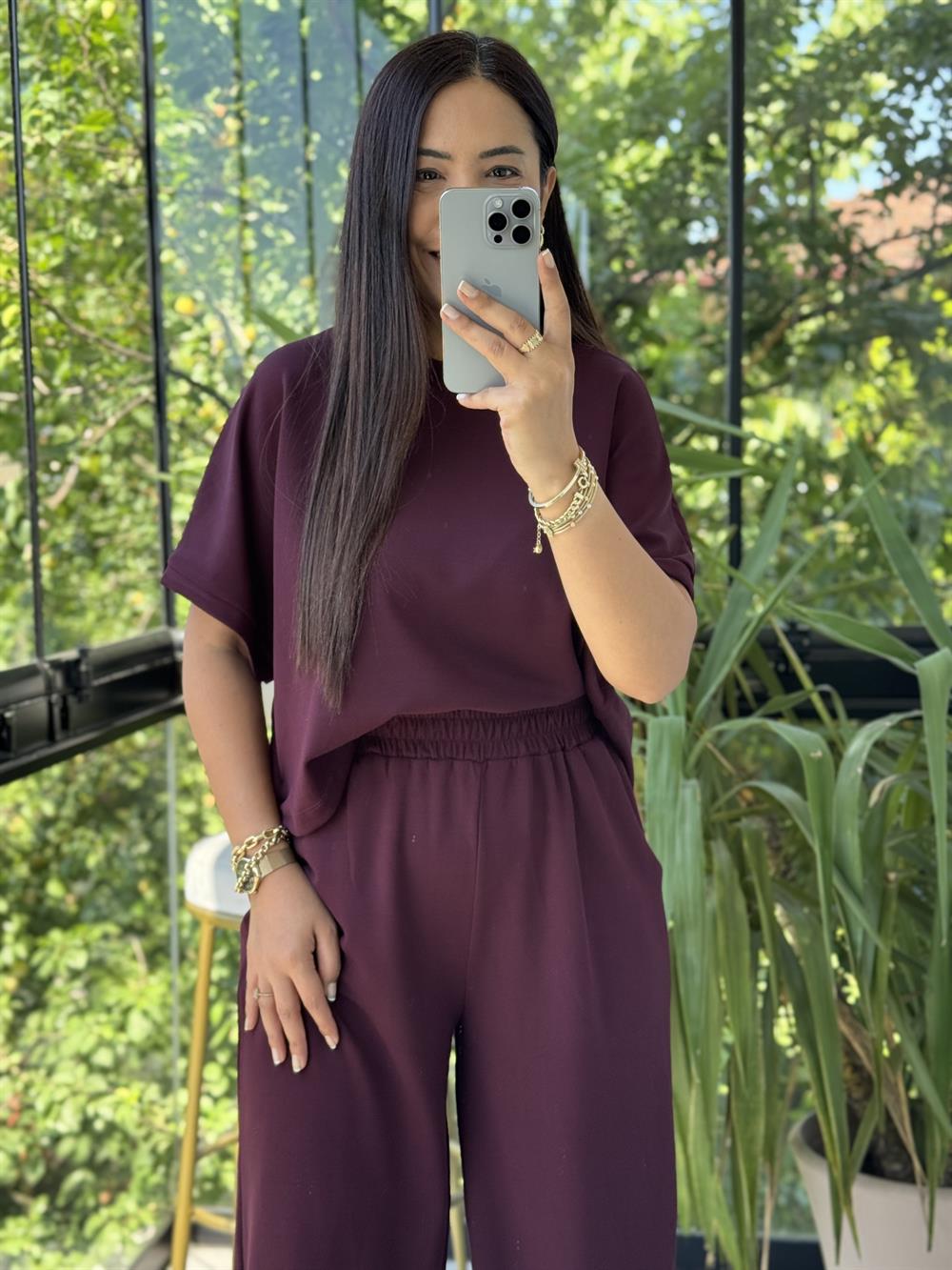 Tişört Pantolon Takım Bordo