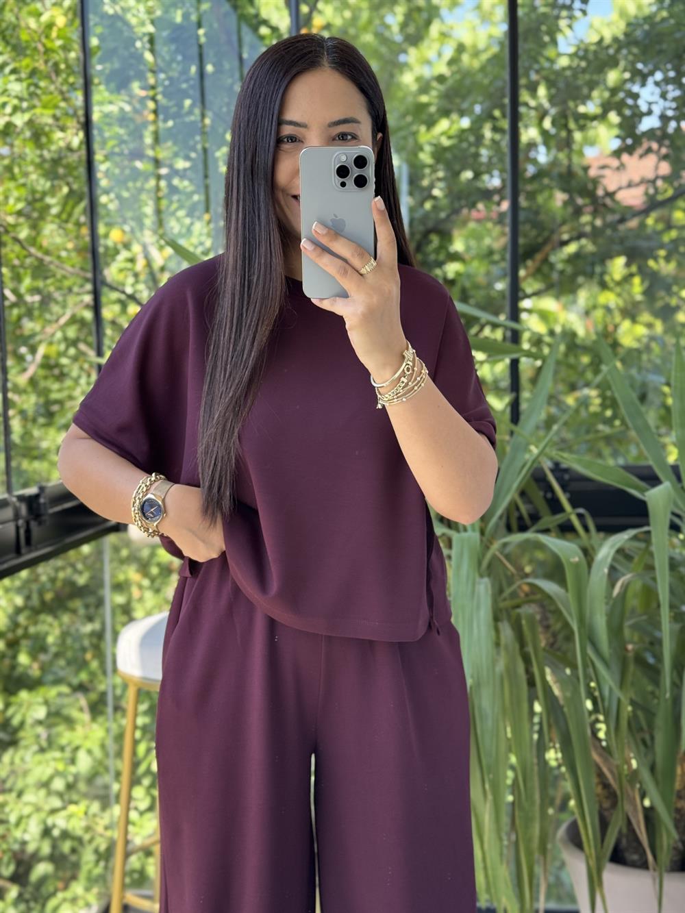 Tişört Pantolon Takım Bordo