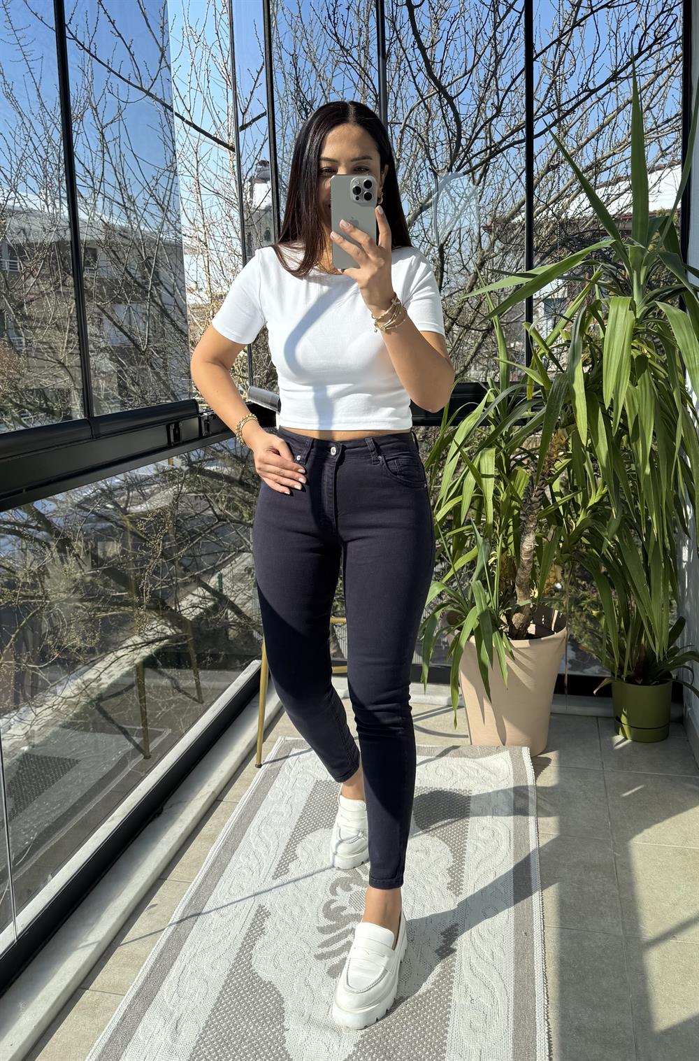 Toparlayıcı Skinny Jean Lacivert