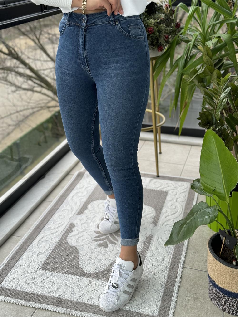 Toparlayıcı Skinny Jean Mavi