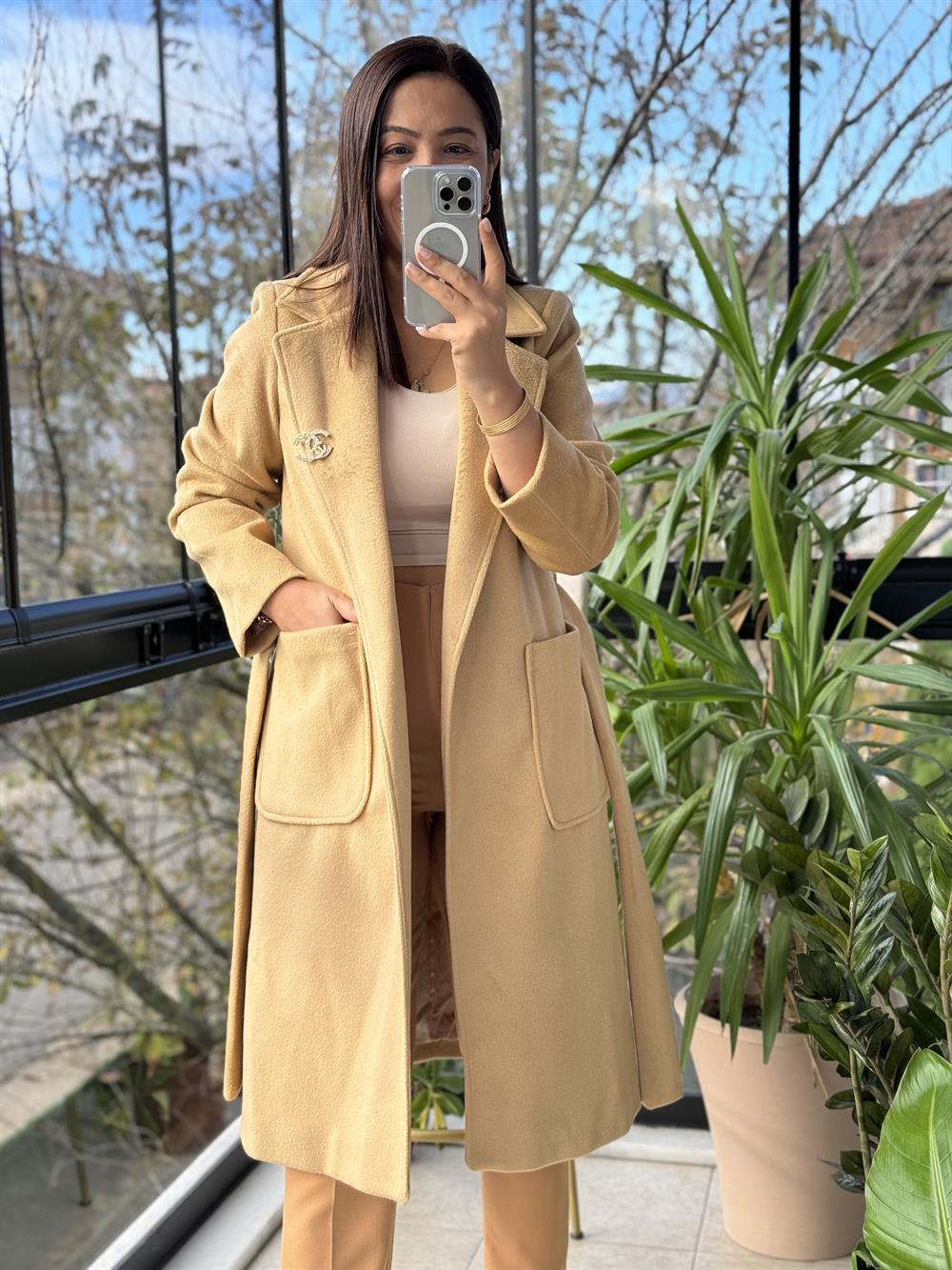 Torba Cep İthal Kumaş Kaban Kahve