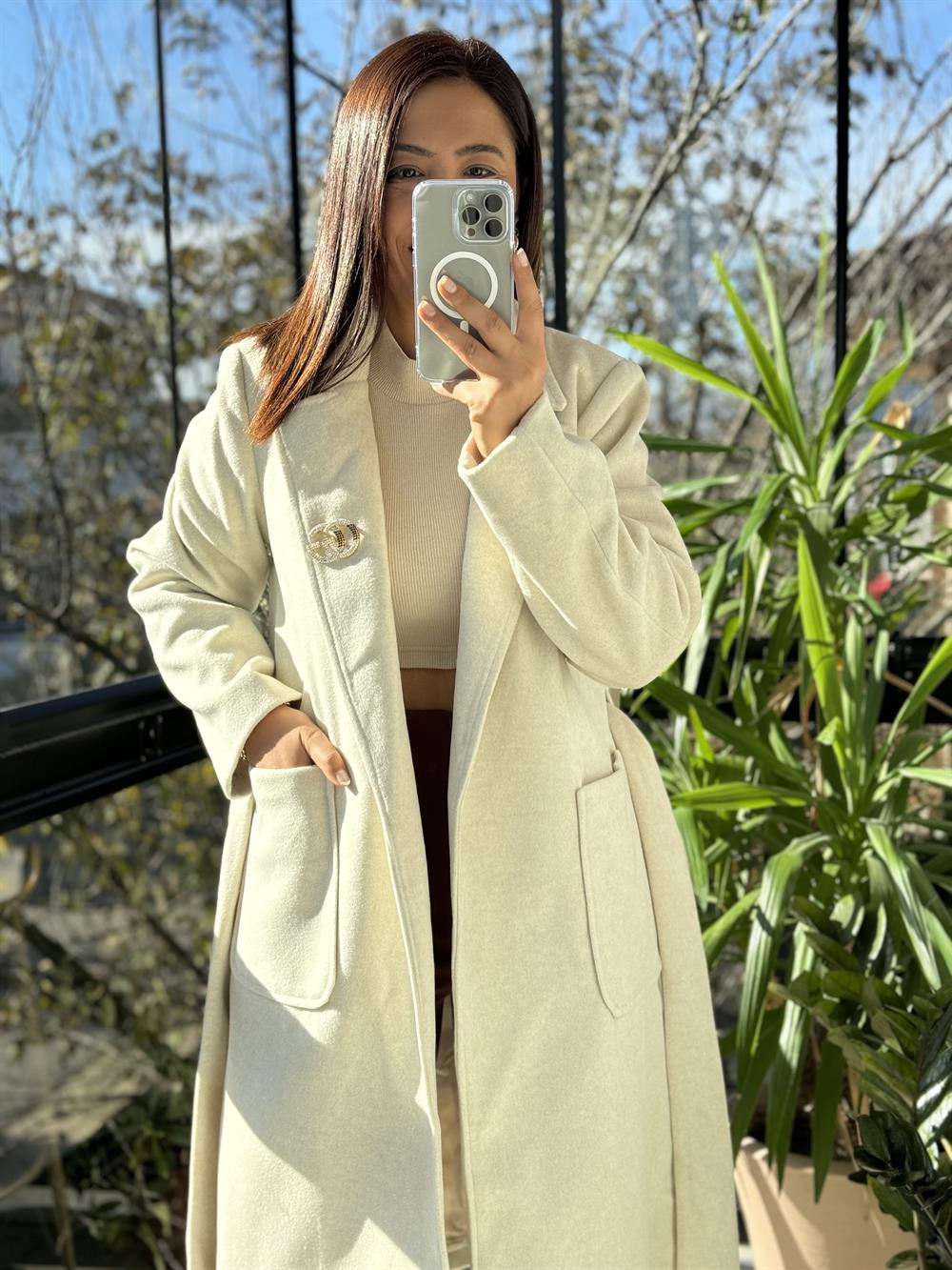 Torba Cep İthal Kumaş Kaban Krem