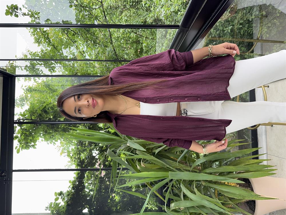 Transparan Gömlek Mürdüm