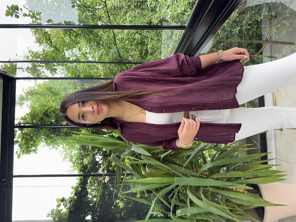 Transparan Gömlek Mürdüm