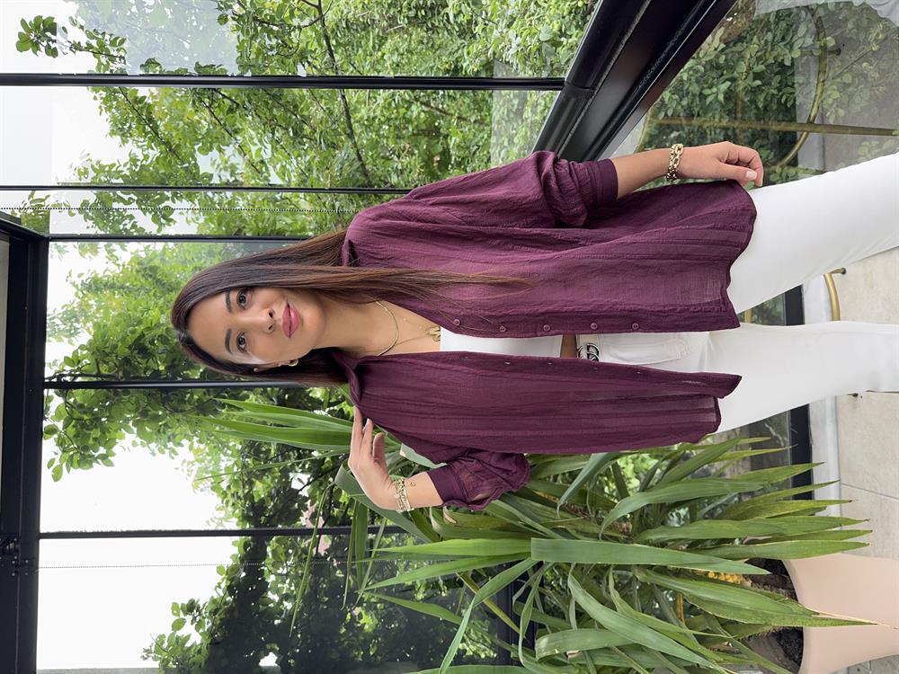 Transparan Gömlek Mürdüm