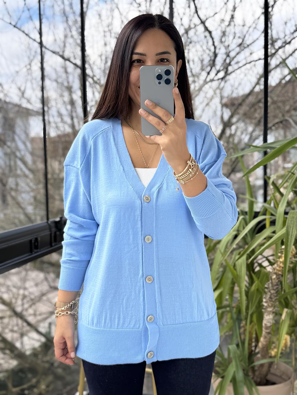 Triko Hırka Bebe Mavisi