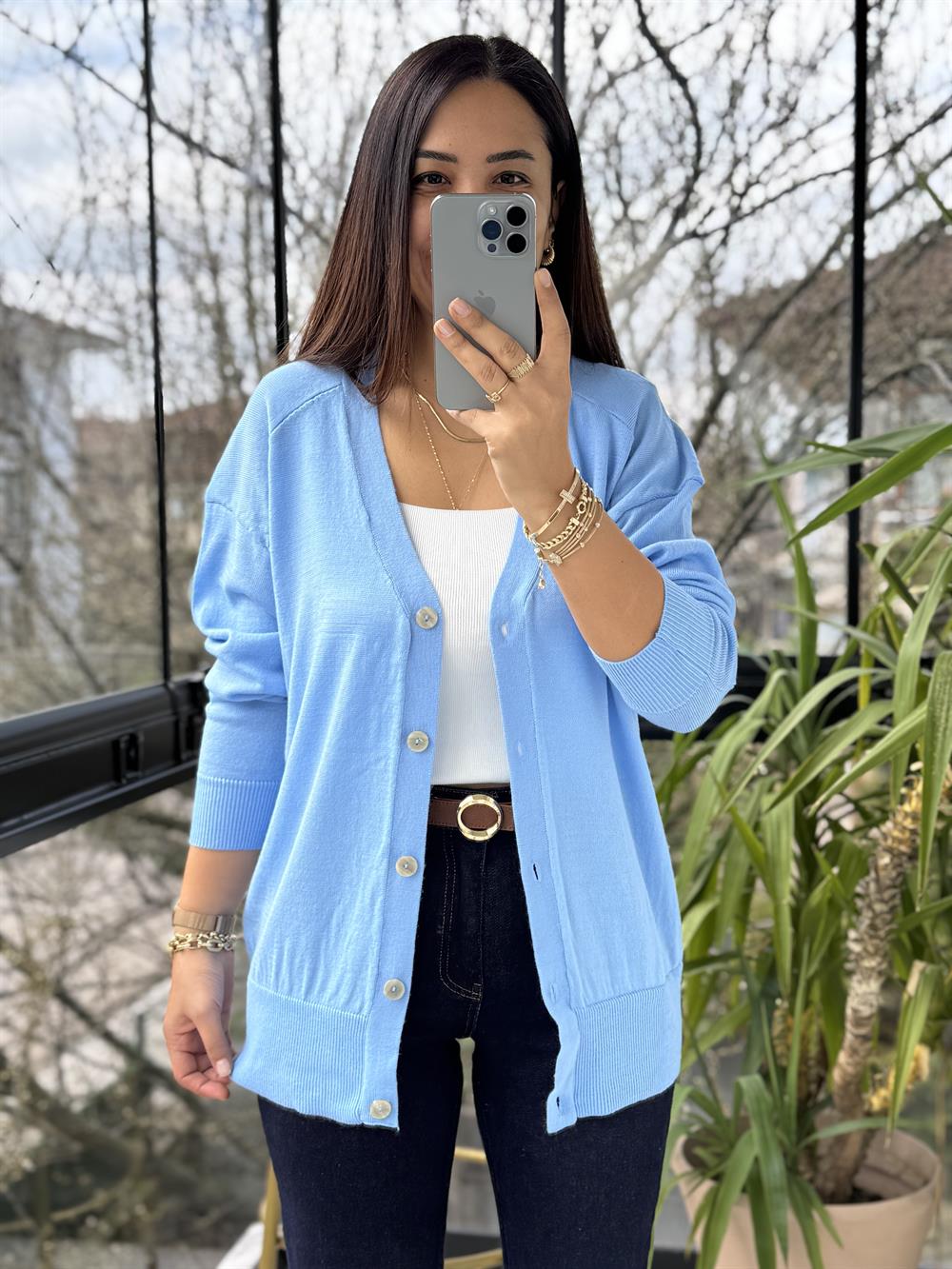 Triko Hırka Bebe Mavisi