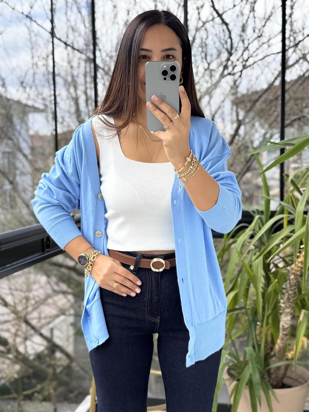 Triko Hırka Bebe Mavisi