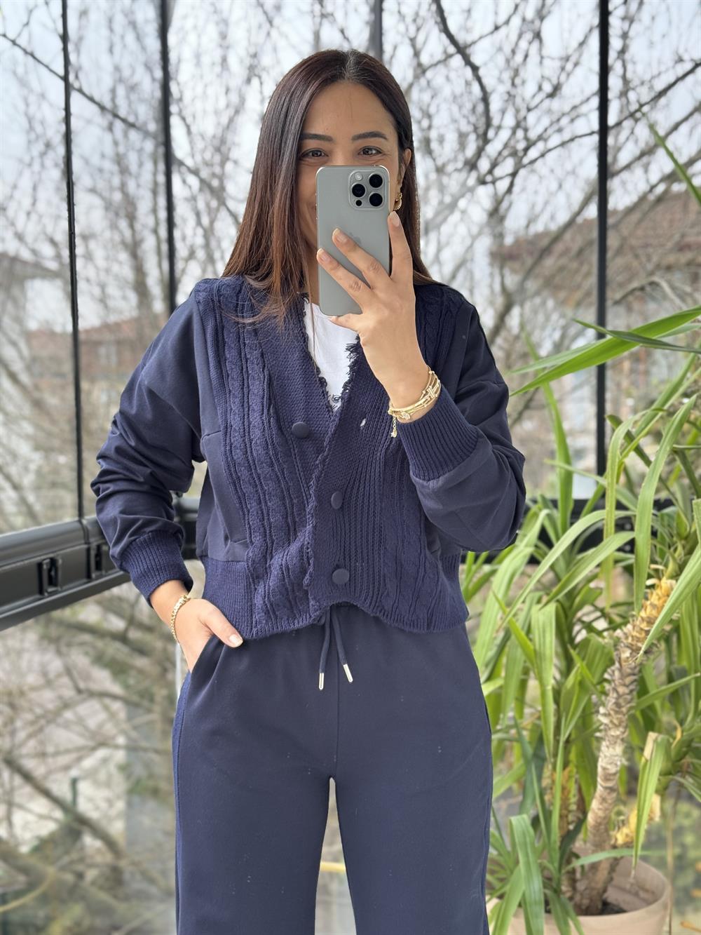 Triko Hırka Pantolon Takım Lacivert