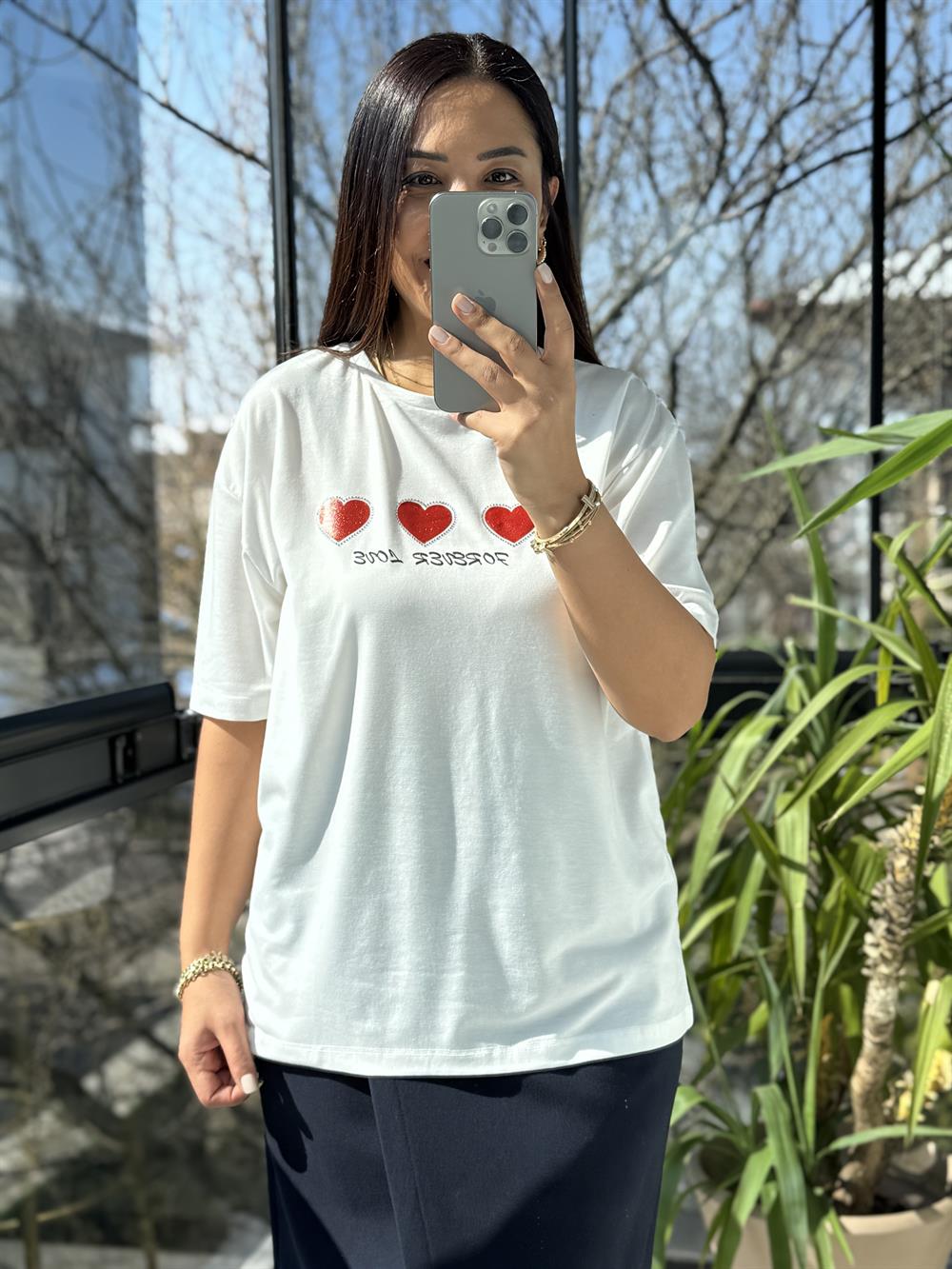 Üç Kalpli Tişört Kırmızı