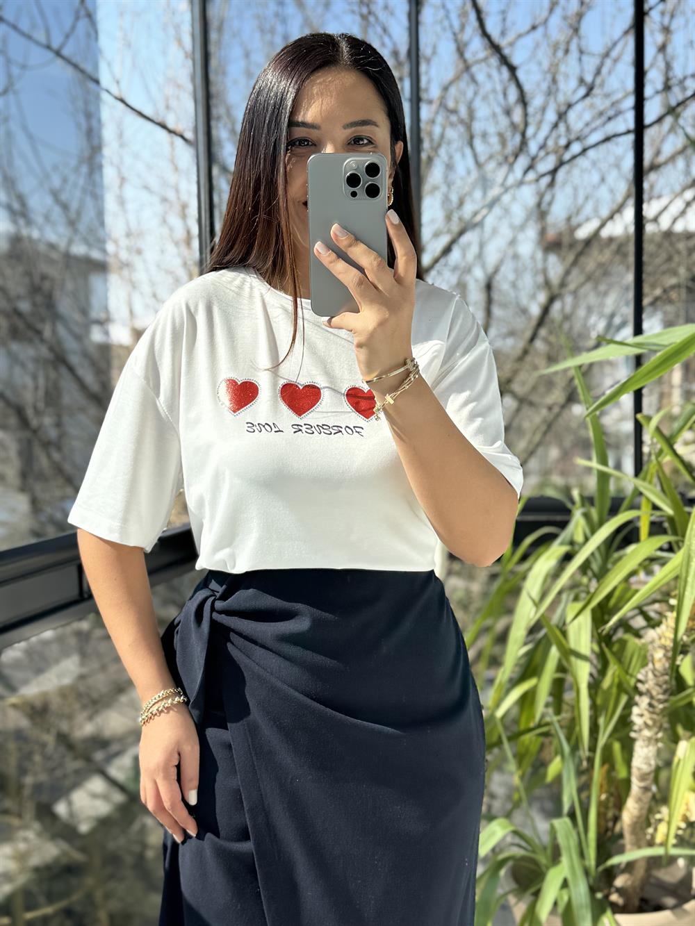 Üç Kalpli Tişört Kırmızı