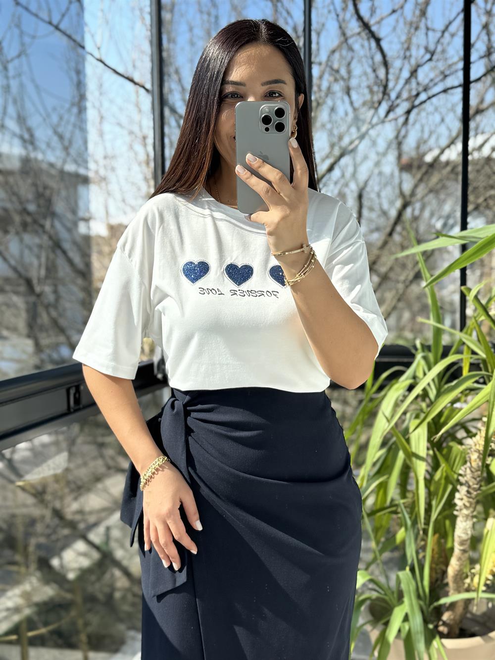 Üç Kalpli Tişört Lacivert