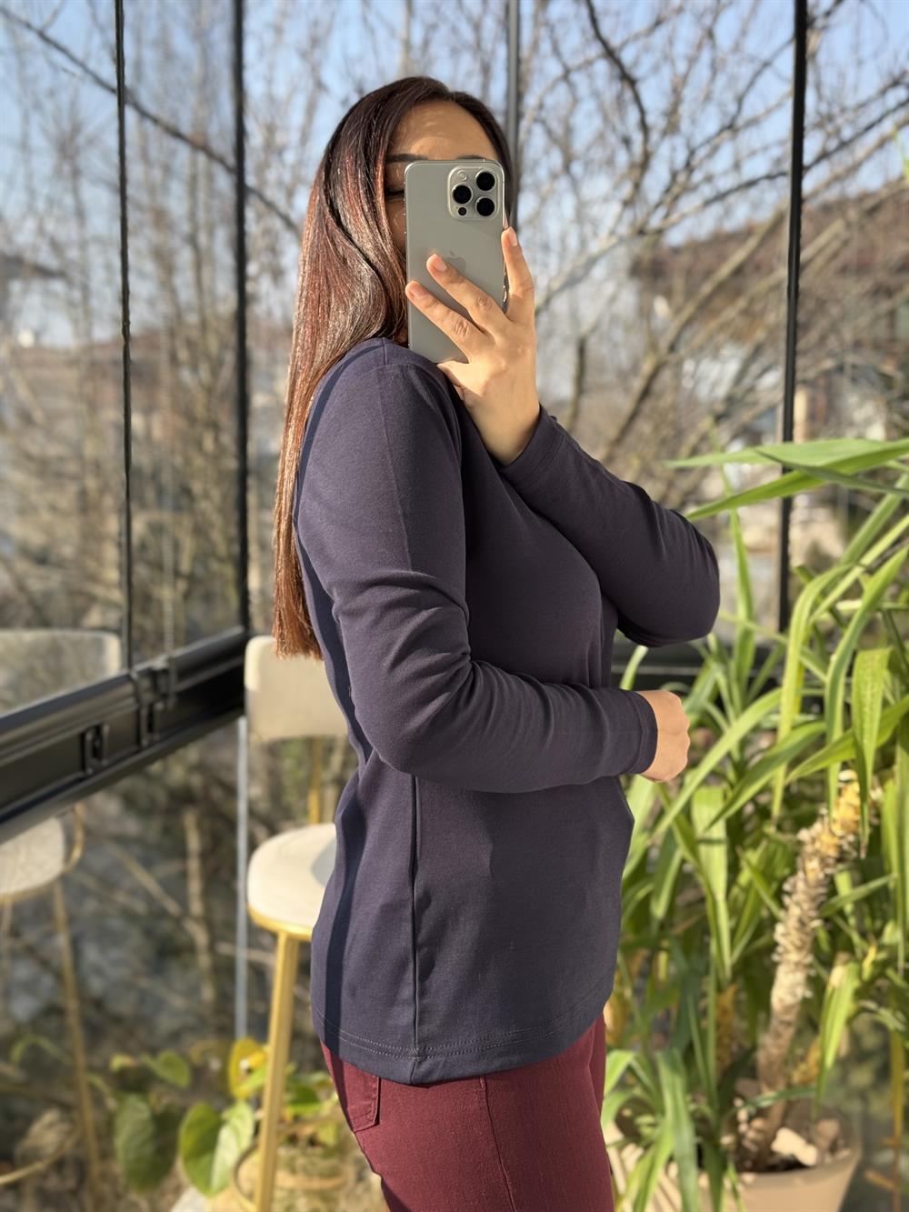 Uzun Kol Penye Lacivert