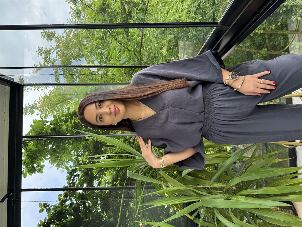 V Yaka Oversize Tensel Takım Antrasit