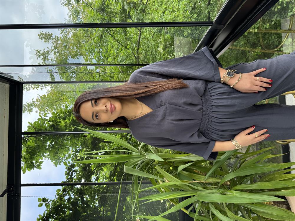 V Yaka Oversize Tensel Takım Antrasit