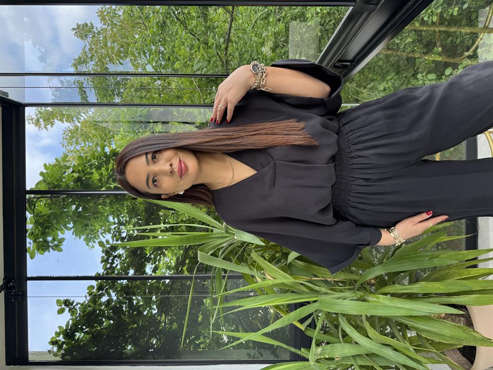 V Yaka Oversize Tensel Takım Siyah