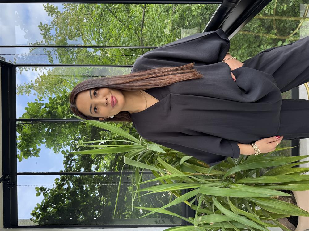 V Yaka Oversize Tensel Takım Siyah