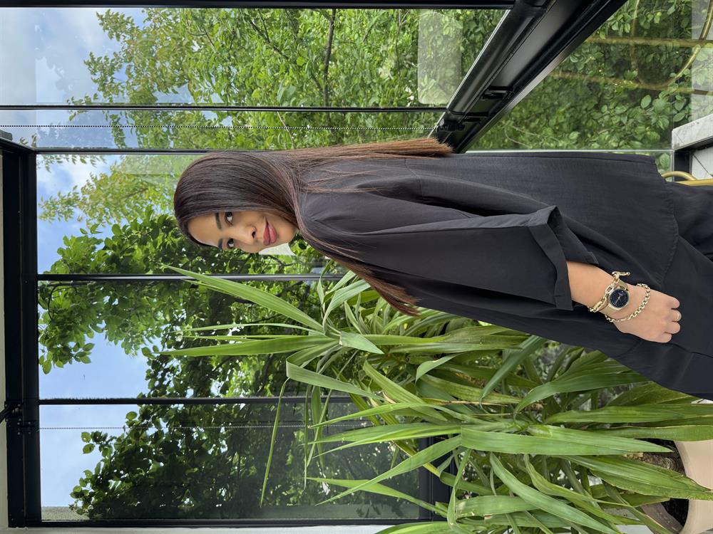 V Yaka Oversize Tensel Takım Siyah