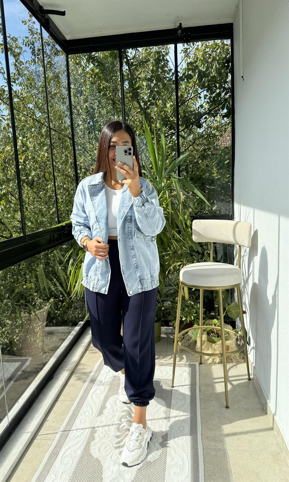 Vintage Kot Ceket Mavi