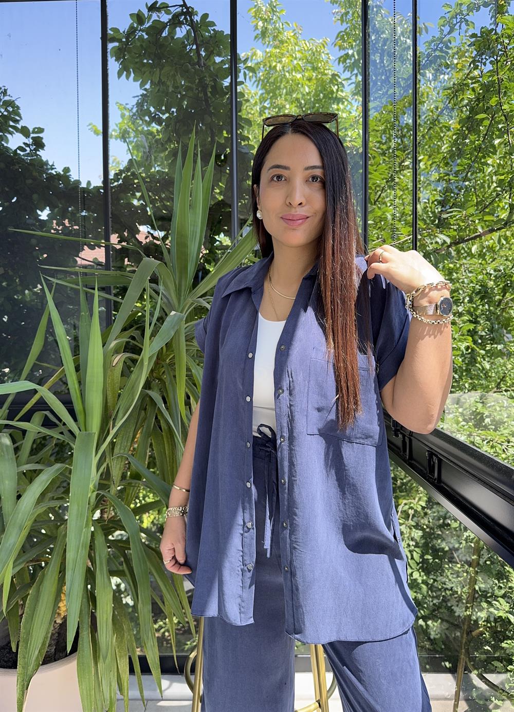 Yanları Çıtçıtlı Tensel Takım Lacivert