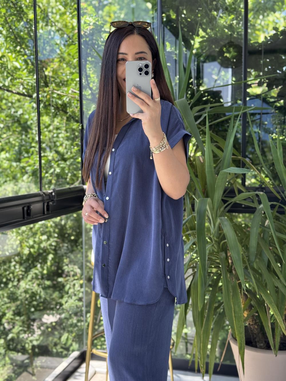 Yanları Çıtçıtlı Tensel Takım Lacivert