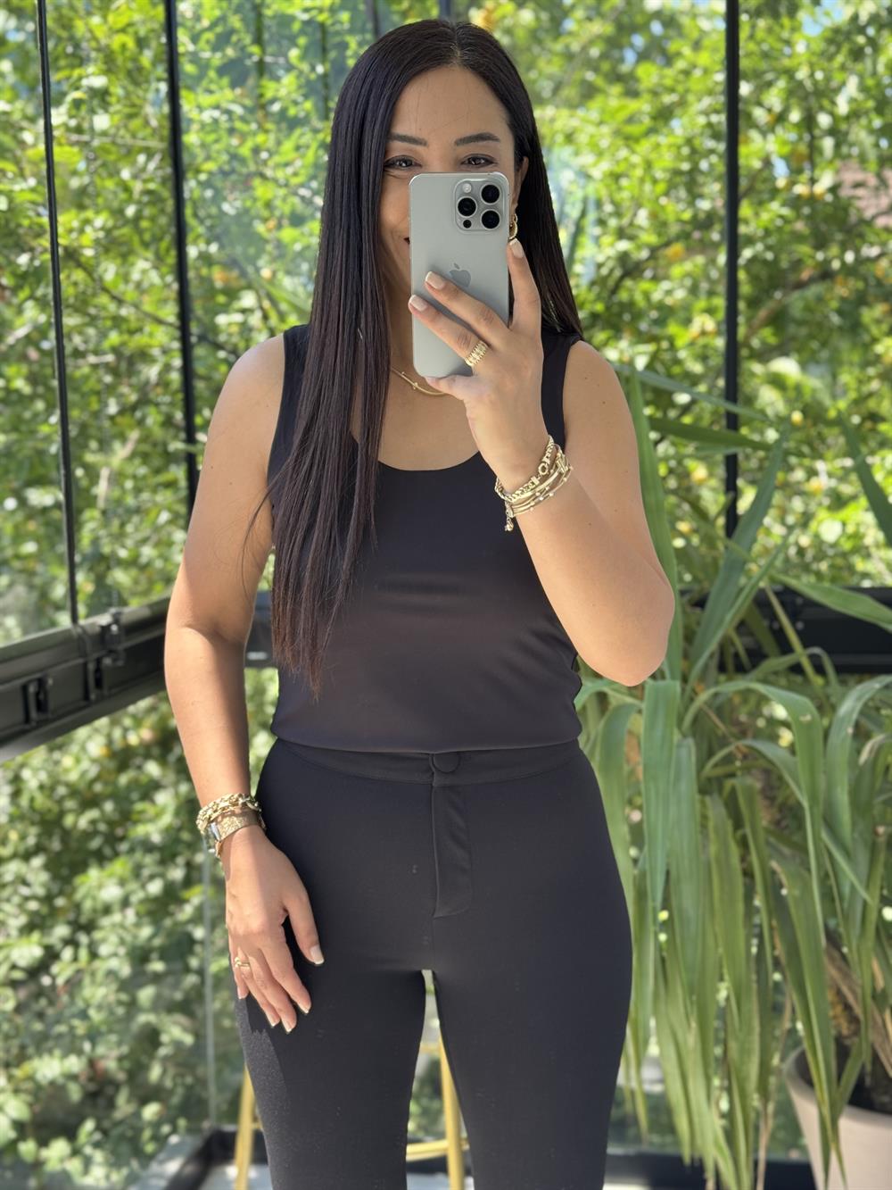 Yarım Astarlı Askılı Esnek Atlet Siyah