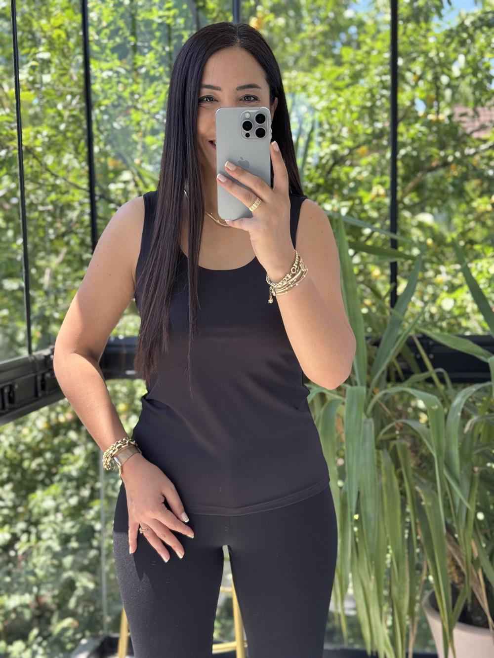 Yarım Astarlı Askılı Esnek Atlet Siyah