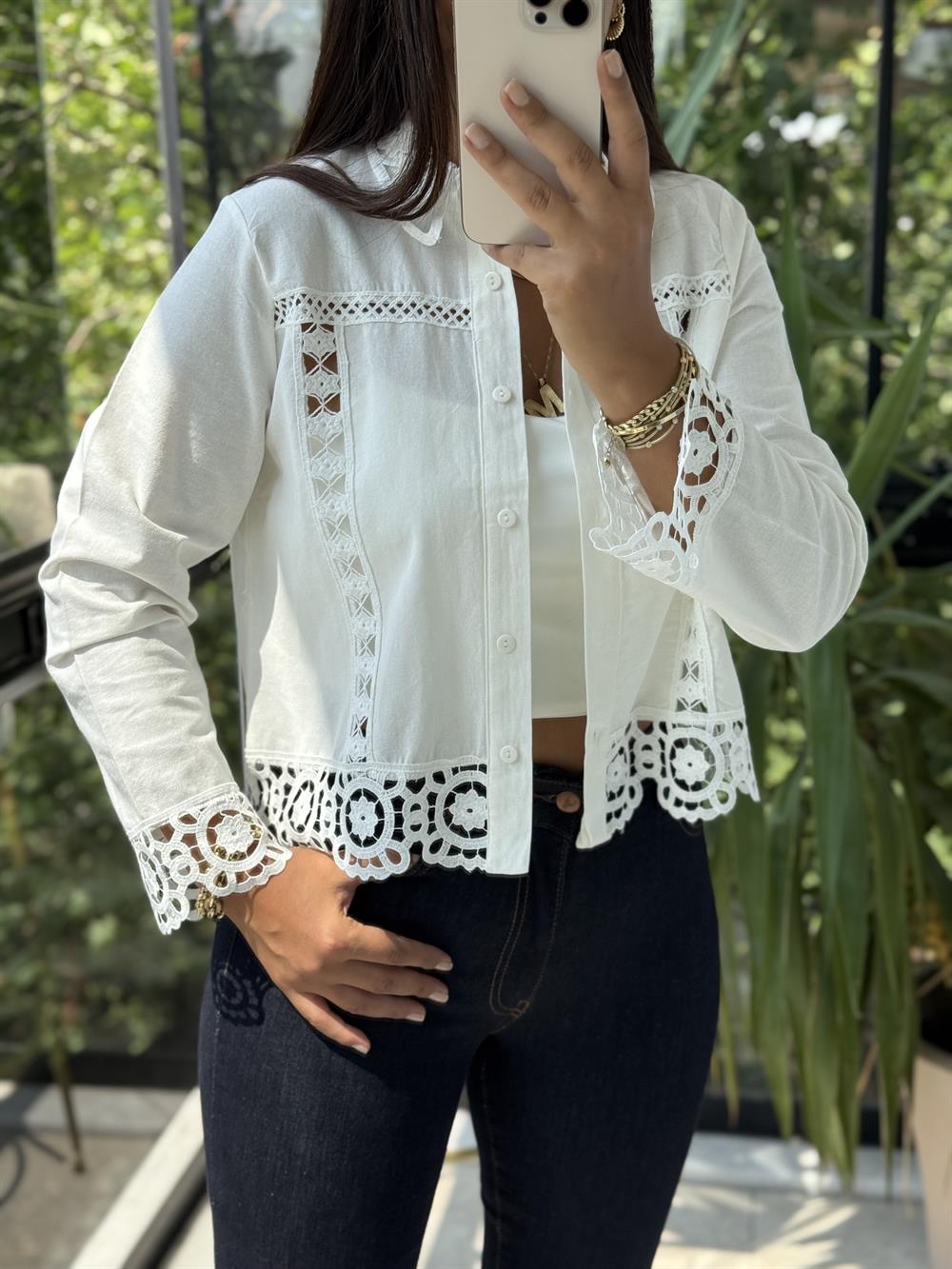 Yarım Fisto Ceket Beyaz