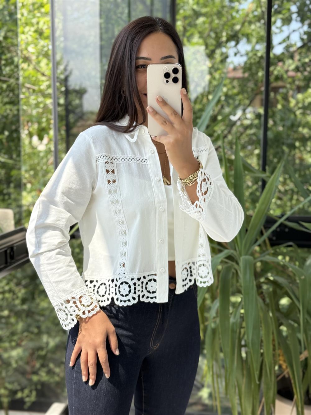 Yarım Fisto Ceket Beyaz