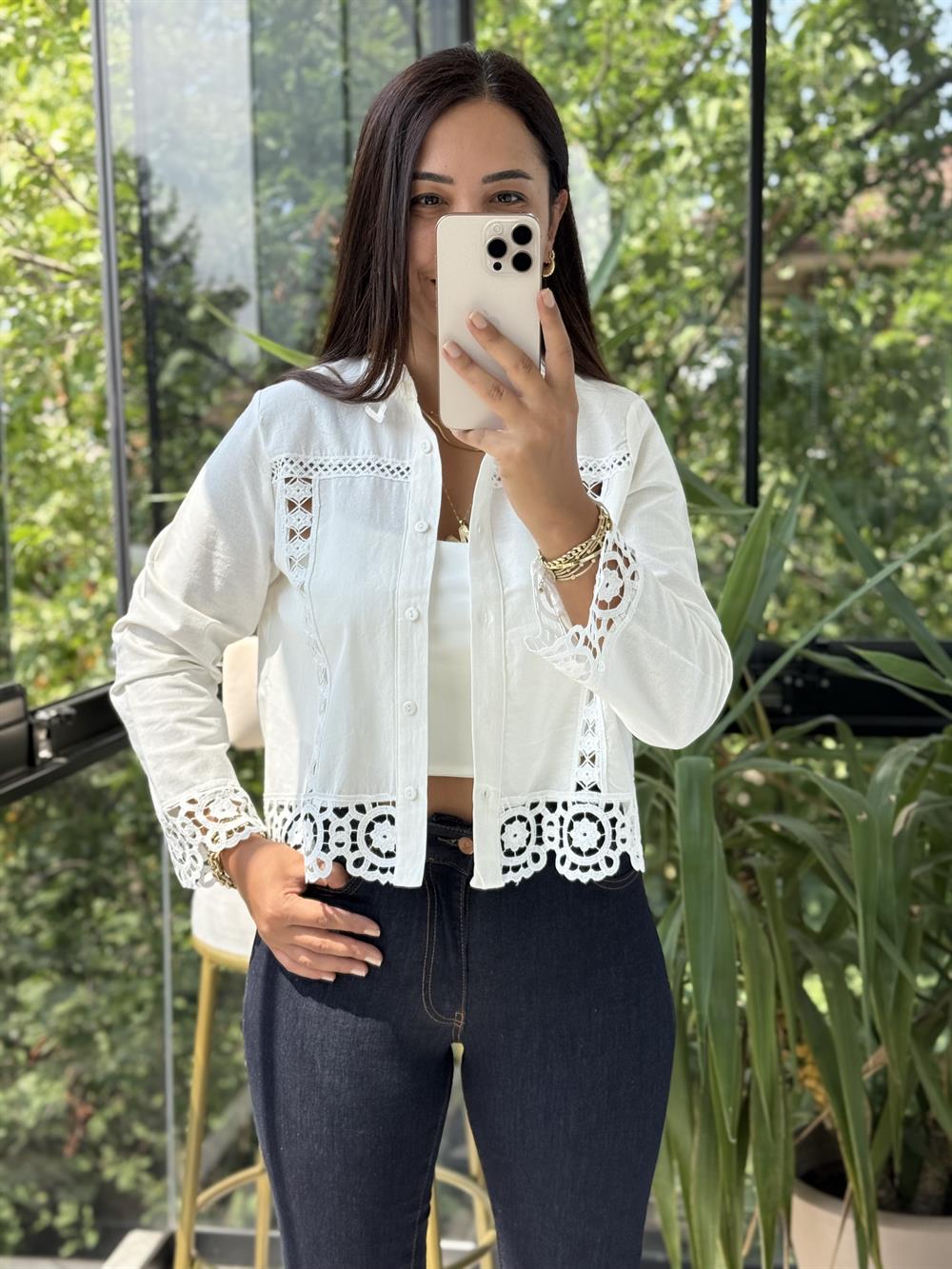 Yarım Fisto Ceket Beyaz