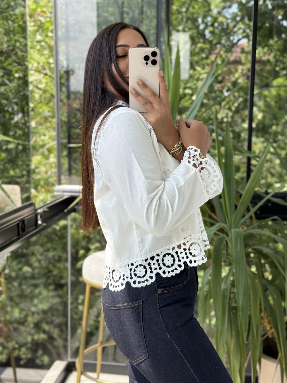 Yarım Fisto Ceket Beyaz