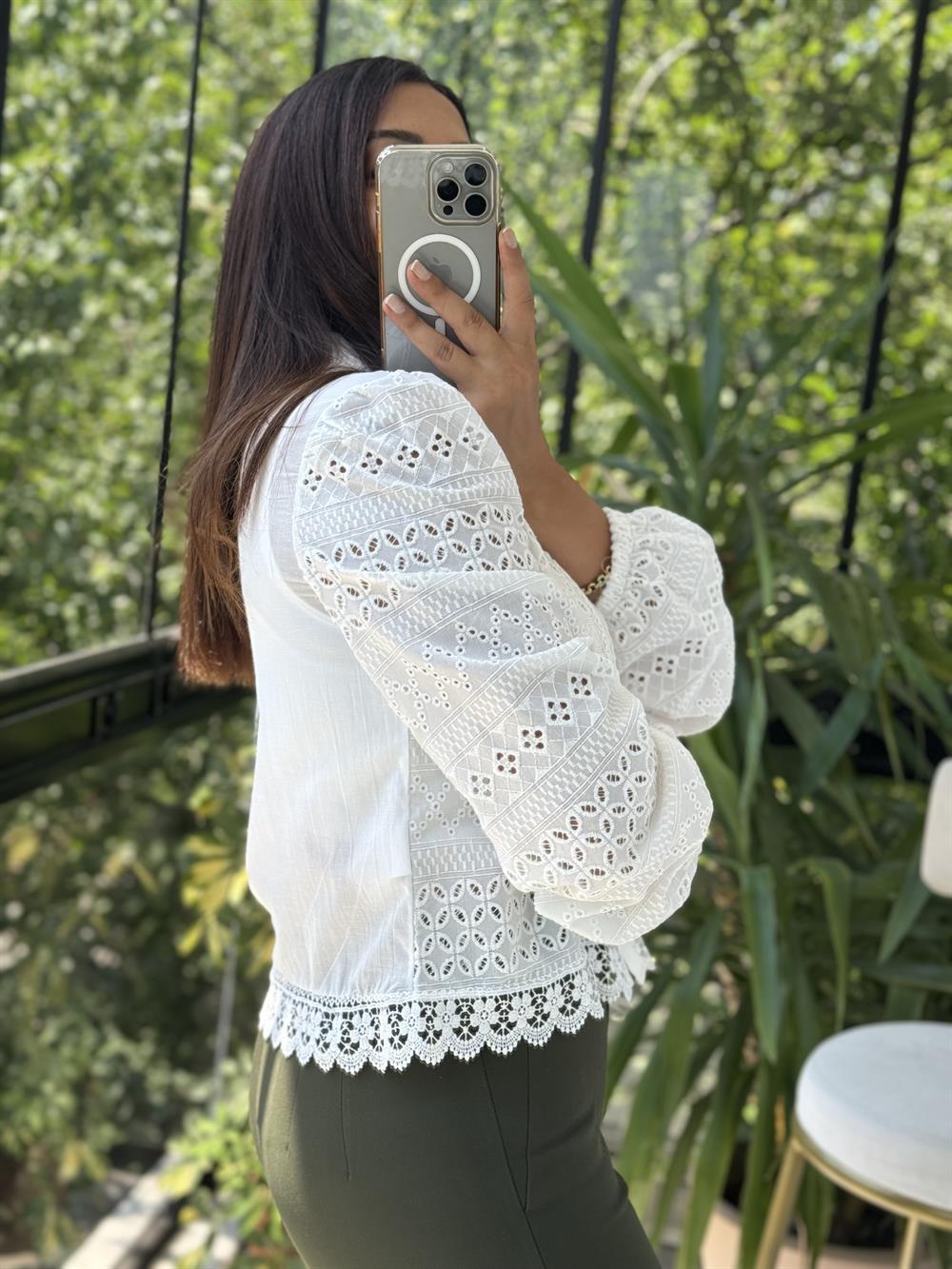 Yarım Fisto Gömlek Beyaz