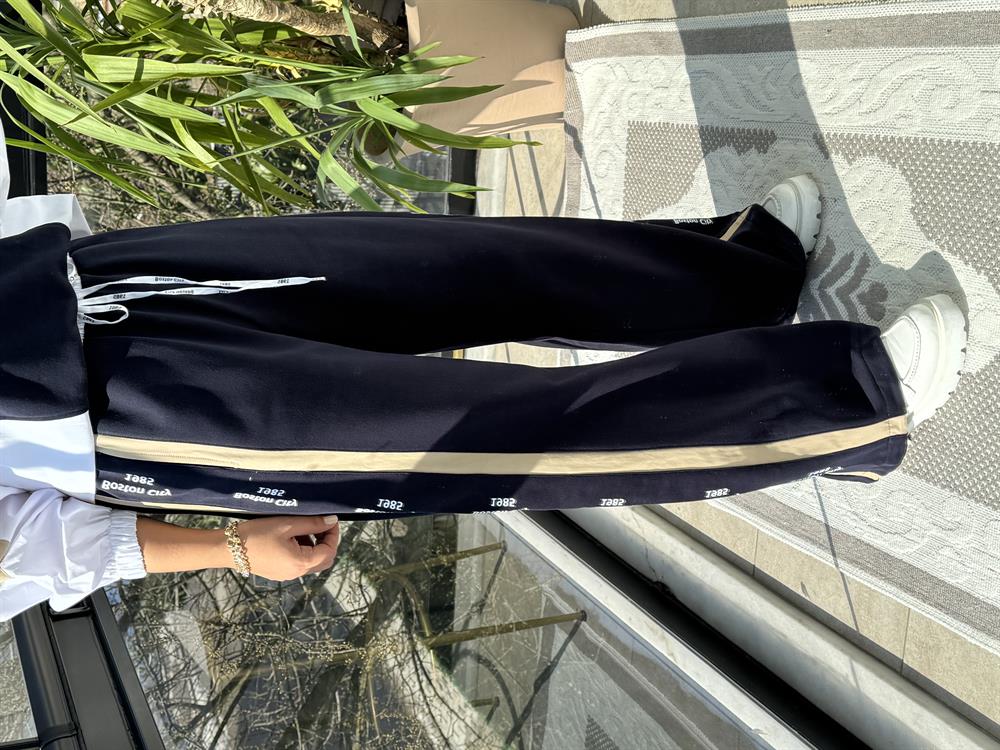 Yazılı Şeritli Takım Lacivert