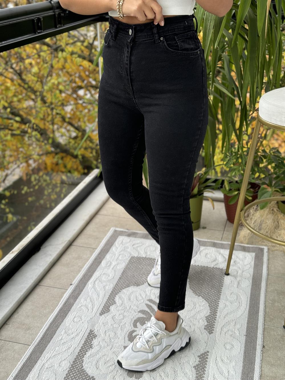 Yüksek Bel Skinny Jean Antrasit