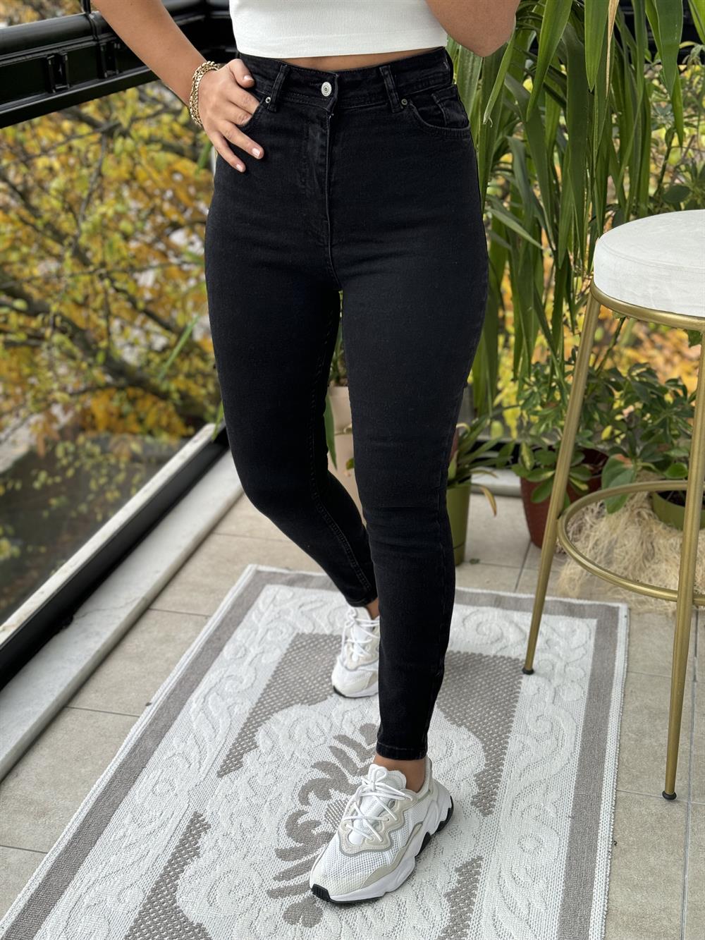 Yüksek Bel Skinny Jean Antrasit