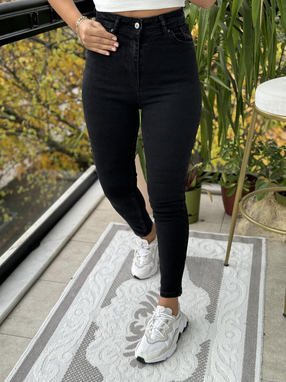 Yüksek Bel Skinny Jean Antrasit