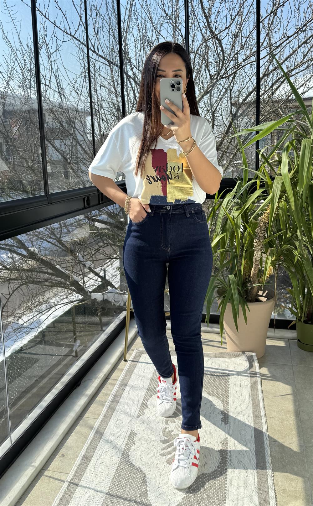 Yüksek Bel Skinny Jean Tintli Lacivert