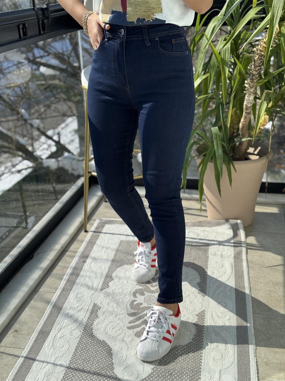 Yüksek Bel Skinny Jean Tintli Lacivert