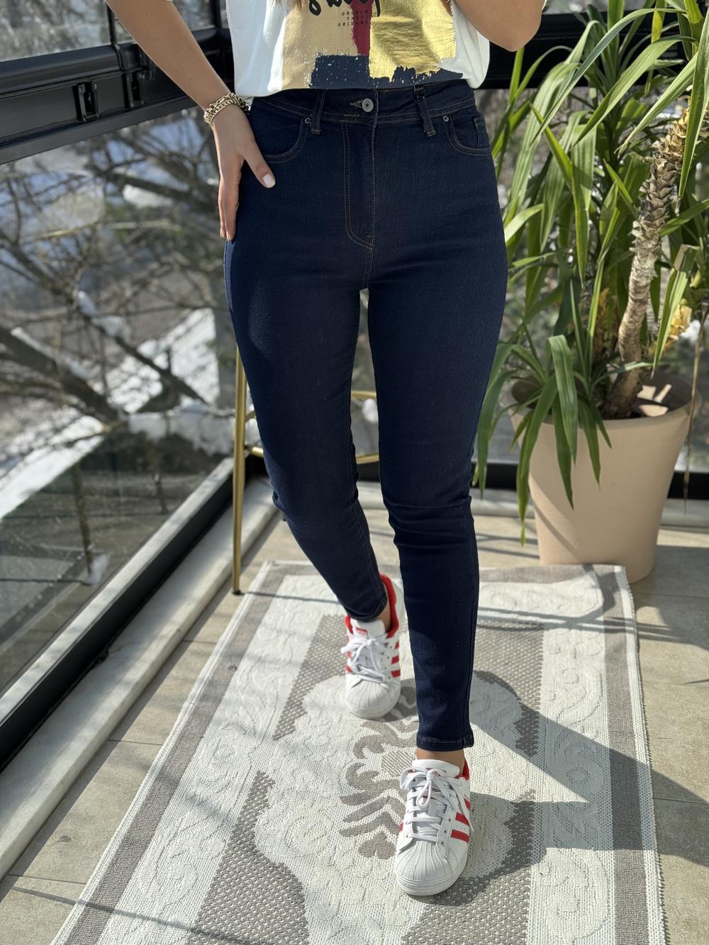 Yüksek Bel Skinny Jean Tintli Lacivert