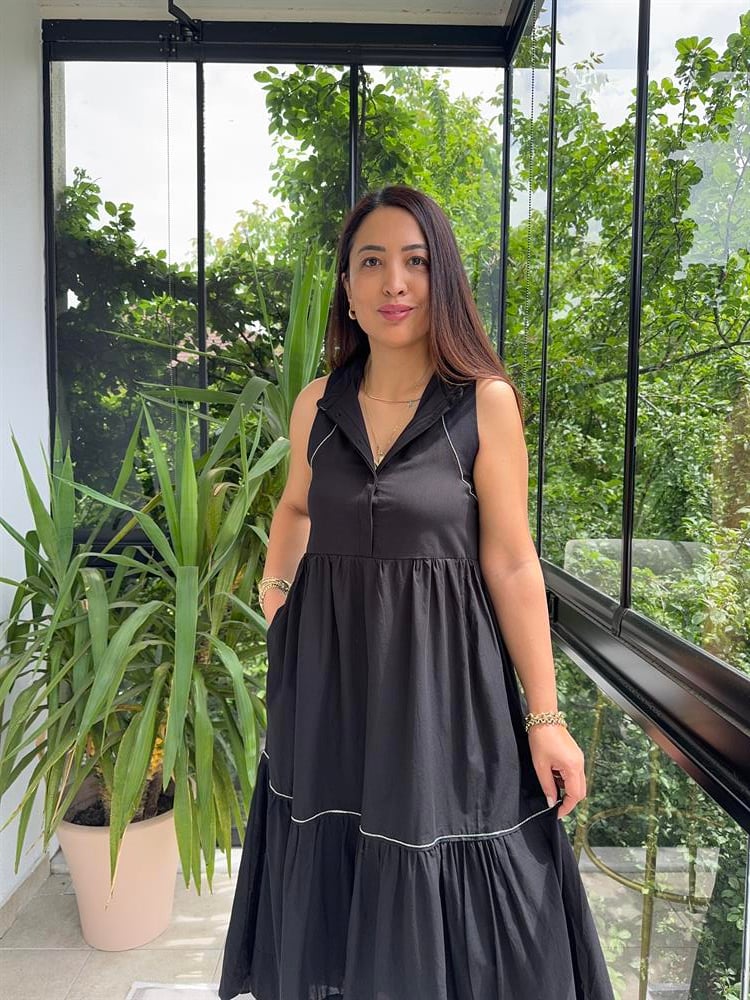 Zincir Detaylı Elbise Siyah