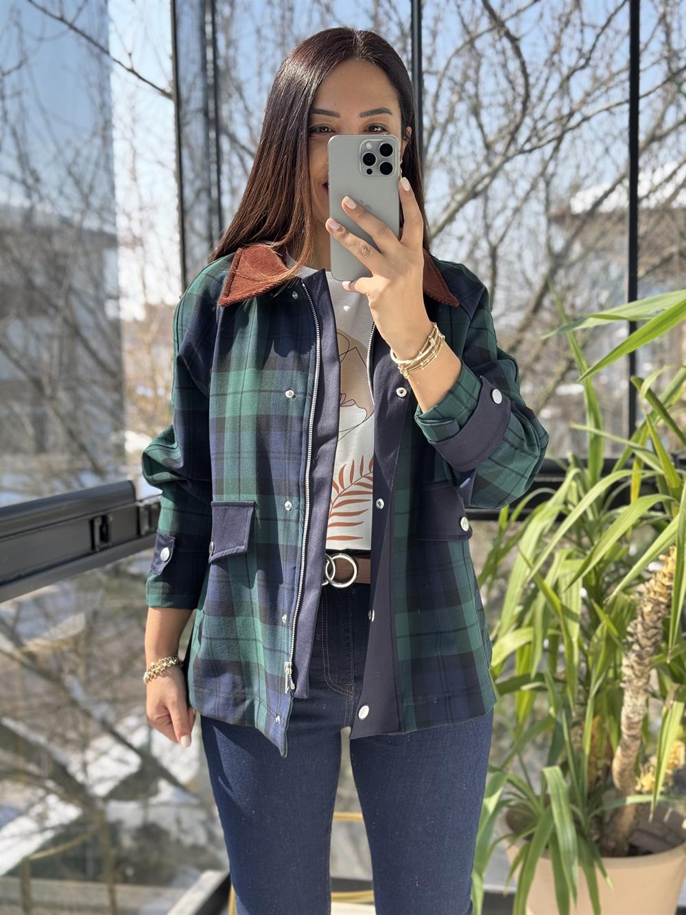 Zra Ekose Ceket Lacivert 