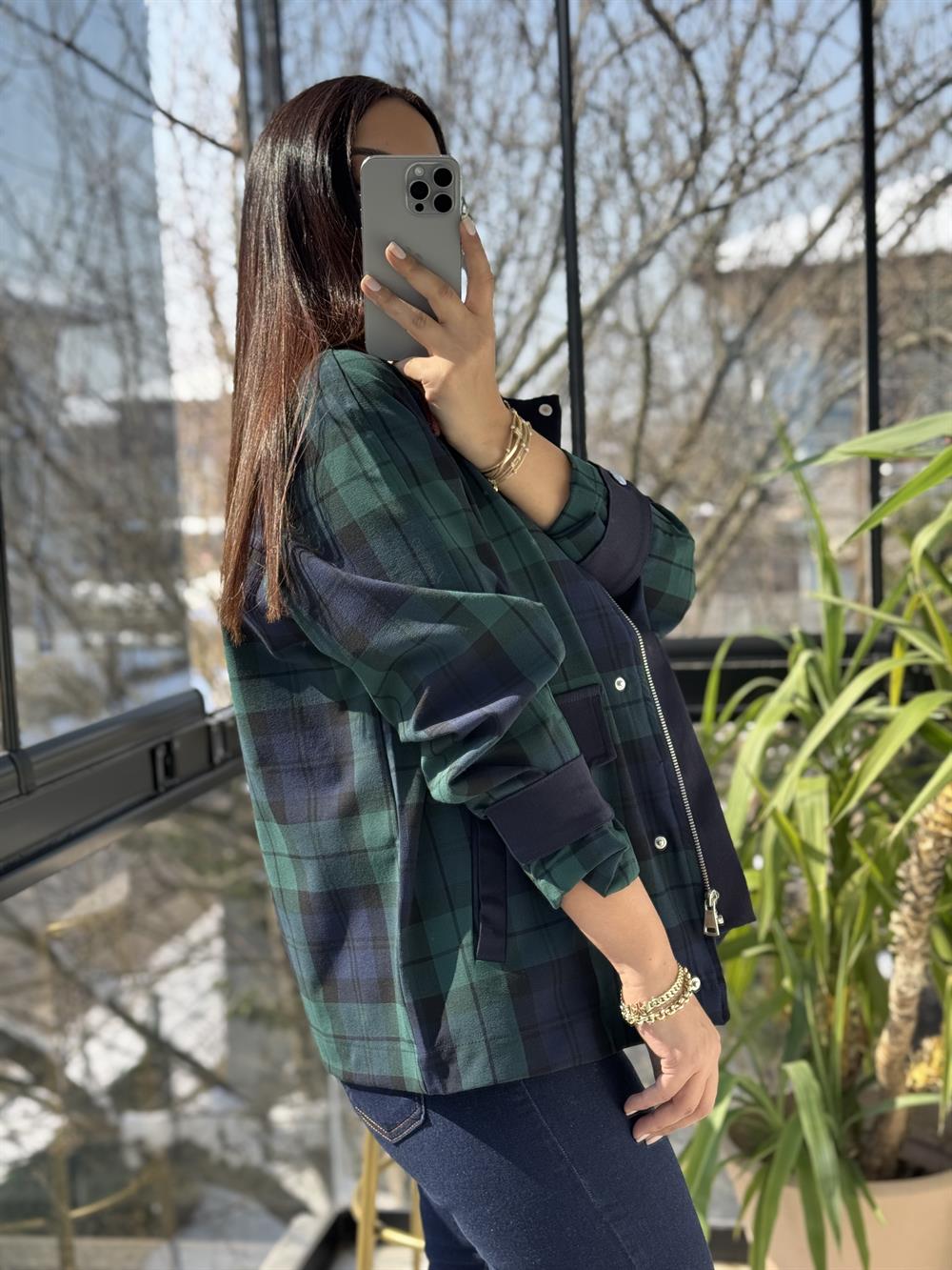 Zra Ekose Ceket Lacivert 