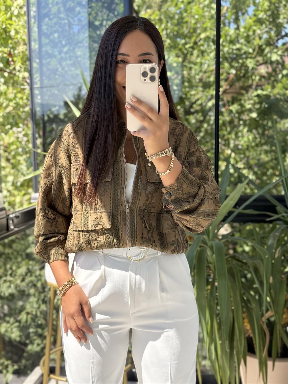 Zra Güpürlü Bomber Ceket Haki Yeşili