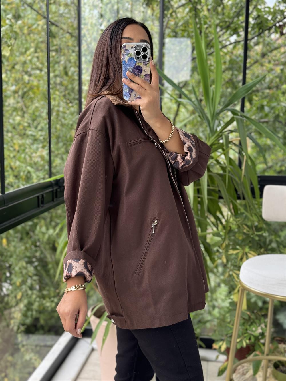 Zra İç Astarı Leopar Gabardin Trenç Kahve