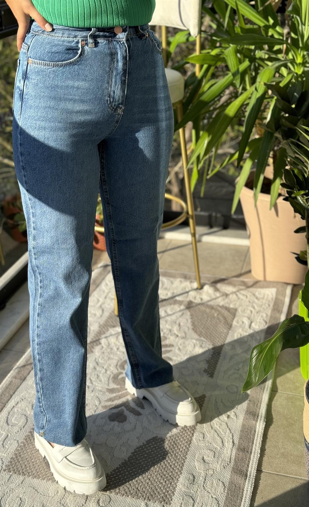 Zra Kesik Paça Jean Mavi