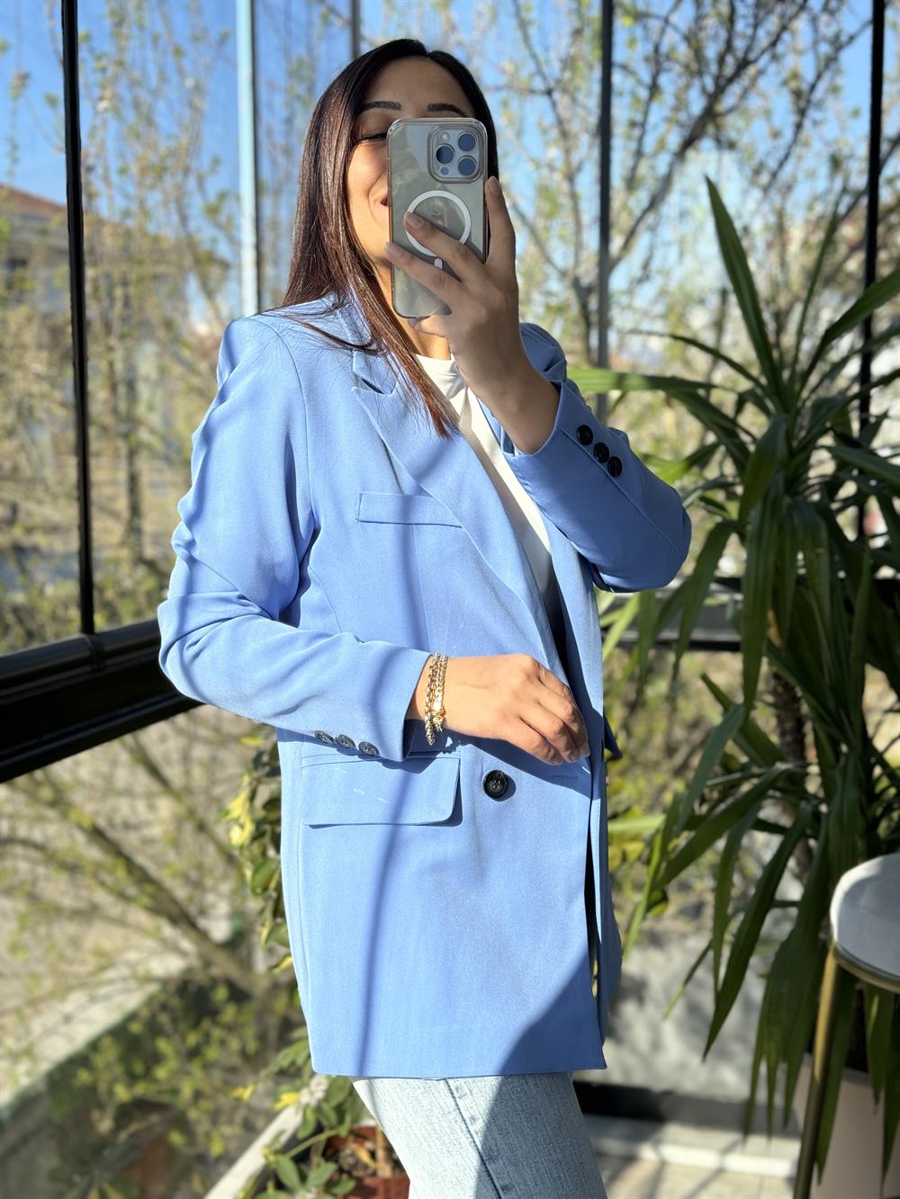 Zra Model İki Düğme Blazer Ceket Mavi