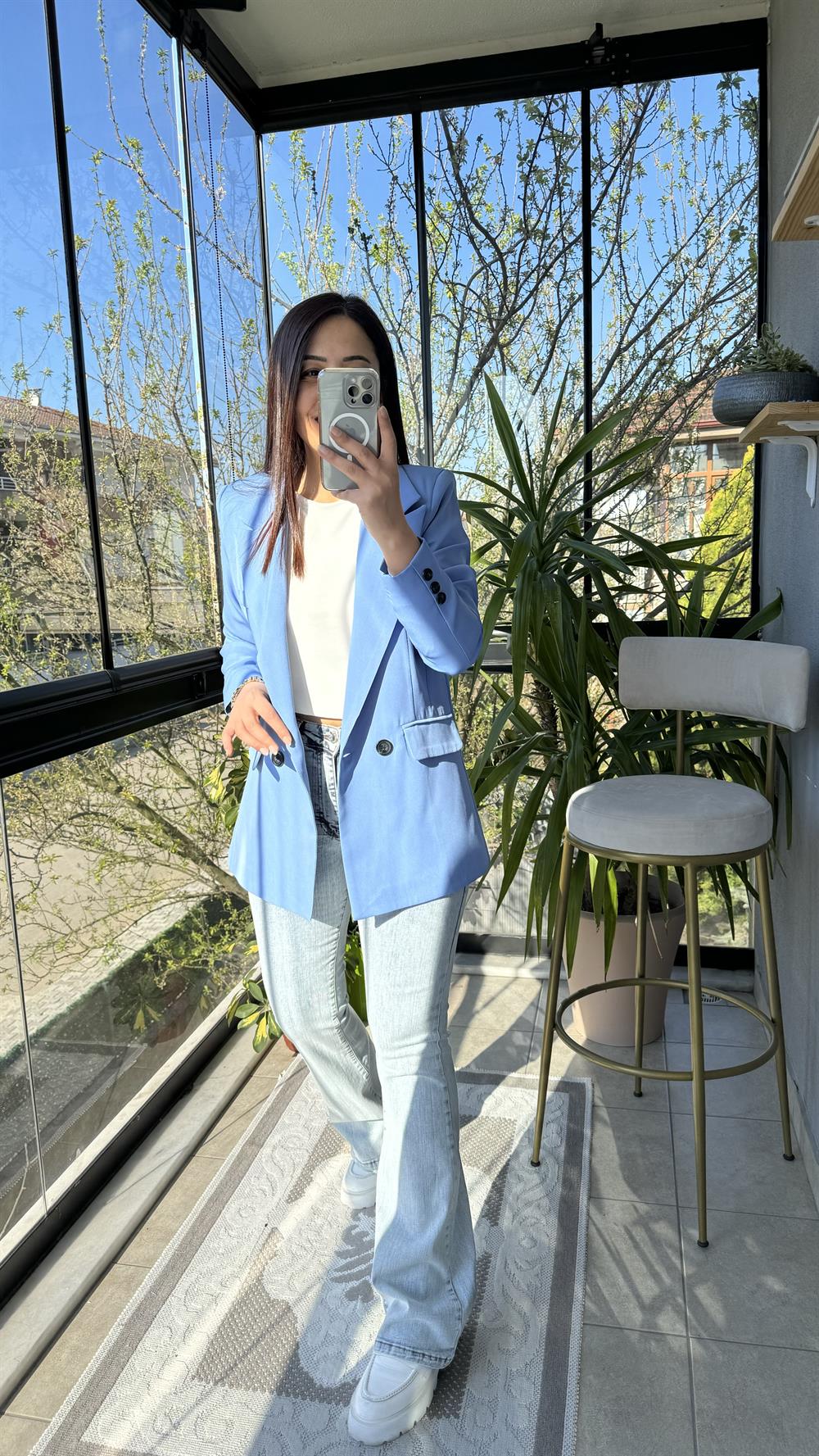 Zra Model İki Düğme Blazer Ceket Mavi