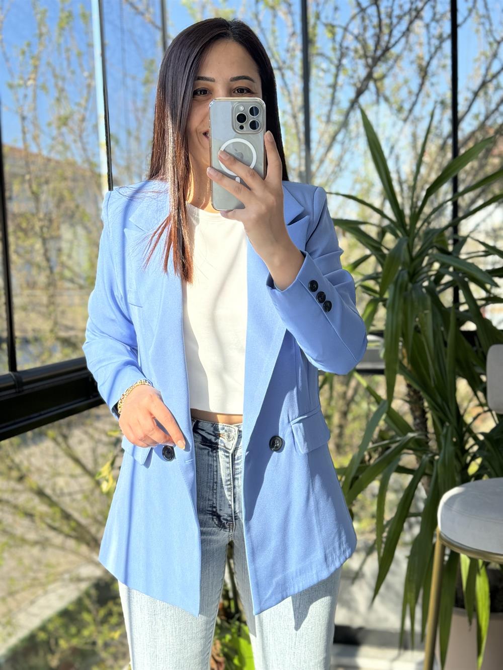 Zra Model İki Düğme Blazer Ceket Mavi