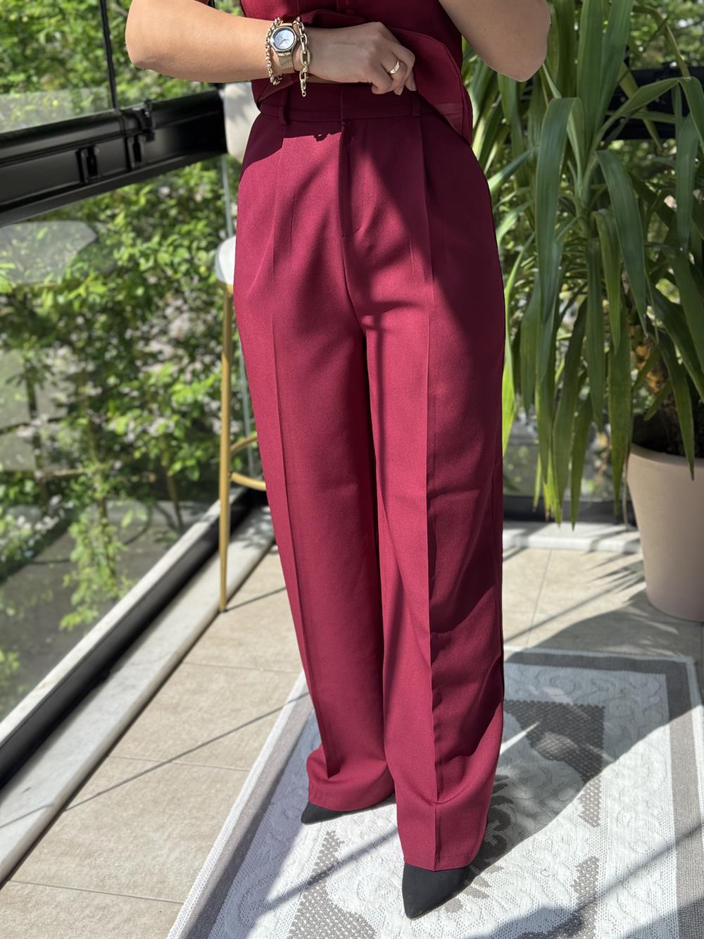 Zra Model Palazzo Pantolon Bordo